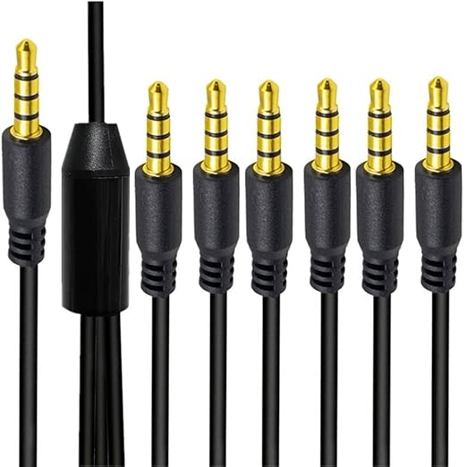 MysRuida 3.3ft 1/8” 3.5mm TRRS Stereo Audio Cable, 1 to 6 Splitter Male Aux Cord, 4 Pole Jack Headphone MIC Adapter for Smart Phones, MP3, Laptops, Speaker, Don’t Support MIC of iOS Headphone