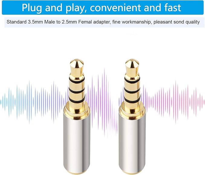 Mizi [2 Pack 3.5mm Male to 2.5mm Female Stereo Audio Adapter Headset Converter Connector for Smartphones, Headphone, Mic, Tablets - Silver