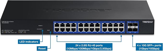 TRENDnet 28-Port Multi-Gig Web Smart Switch, TEG-3284WS, 24 x 2.5G Ports - Image 3
