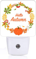 FSHVQKD Hello Autumn Night Light,Plug Into Wall with Dusk to Dawn Light Sensors, Warm Nightlights for Bedroom, Bathroom, Hallway, Kitchen, Gifts Ideal for Boys Girls Women Men