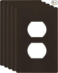 ENERLITES SI8821-BR Duplex Outlet Receptacle Cover, Screwless Wall Plate, Standard Size, 1-Gang 4.68" x 2.93", Unbreakable Polycarbonate Thermoplastic, UL Listed, SI8821-BR-5PCS, Brown, 5 Pack
