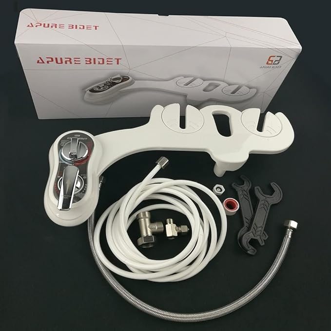 APURE BIDET A121 - Hot and Cold Water Bidet Attachment for Toilet Seat - Dual nozzle - Rear and Feminine Wash- Selfcleaning- Adjustable Water Pressure Non-Electric Bidet Toilet Seat Attachment