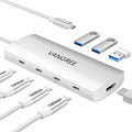 USB C Hub 8 in 1 Multiport Adapter, 3 USB 3.2 Gen 2 Ports with 10Gbps, 3 USB-A 3.0 5Gbps, 4K@60Hz HDMI, 100W PD, USBC Splitter for MacBook Pro, iPad Pro, Mac mini and More(Not Support USB-C Monitor)