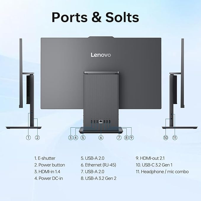 Lenovo IdeaCentre Business All-in-One PC, 27" FHD 100Hz Display, AMD Ryzen 7 8845HS, 32GB DDR5 RAM, 2TB SSD, Wi-Fi 6, Win11 Home, Wireless KB & M, Copilot-Ready, Bundle with Adata UC310 64GB