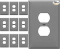 ENERLITES Duplex Receptacle Outlet Wall Plate, Jumbo Electrical Outlet Covers, Gloss Finish, Oversized 1-Gang 5.51" x 3.50", Polycarbonate Thermoplastic, 8821O-GY-10PCS, Gray, 10 Pack
