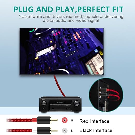Goalfish RCA Cable, 15FT 2-Male to 2-Male RCA Audio Cord Stereo Subwoofer Cable [2Pack, Hi-Fi Sound, Shielded] Auxiliary Cord for Home Theater, HDTV, Amplifiers, Hi-Fi Systems, Speakers-Red