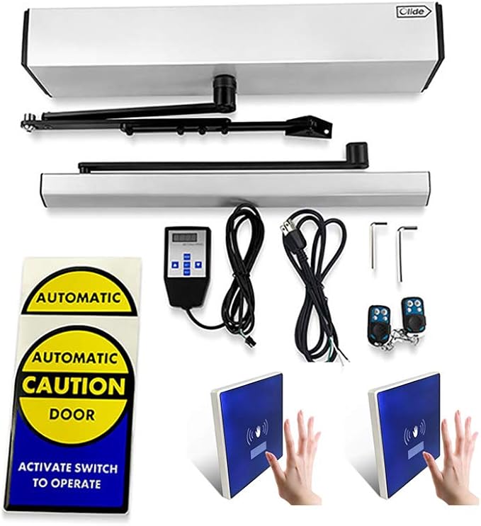 Olideauto DSW120 Electric Swing Door Opener Touchless Hand Sensor Open with 2PCS Wired High Sensitivity Hand Sensor Switches