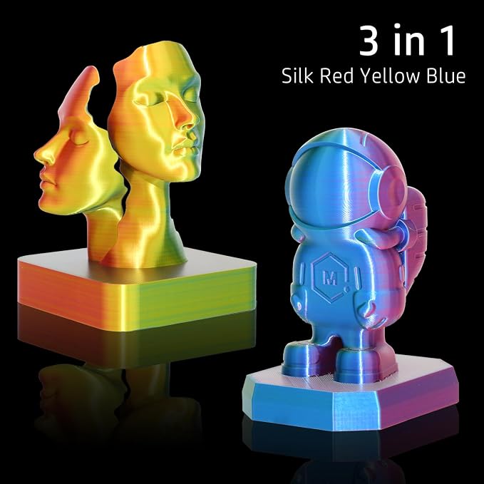 LOVOON 3D Tri-Colors PLA Printer Filament 1.75mm, Silk PLA Red Yellow Blue - Image 3
