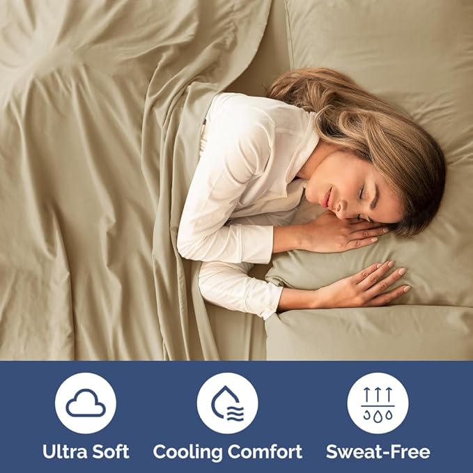 Twin Size 3 Piece Sheet Set - Comfy Breathable & Cooling Bed Sheets Set - Hotel Luxury Bedding for Women, Men, Kids, Teens, Boys & Girls - Deep Pockets, Ultra-Soft and Wrinkle Free - Oeko-Tex - Beige