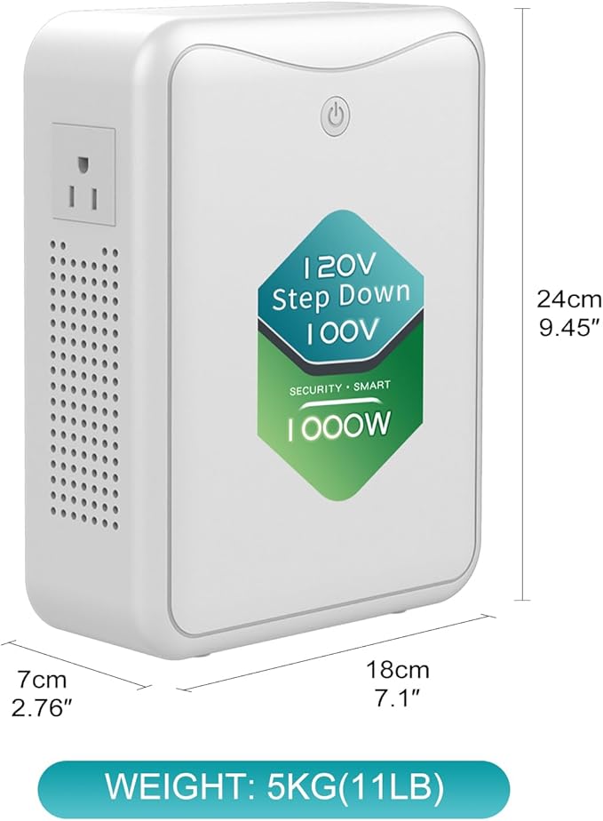ZHENGXI 120v to 100v Voltage Converters Step Down Transformer 1000W, No Noise, Ten Protection Functions,Using Japan Appliances in US