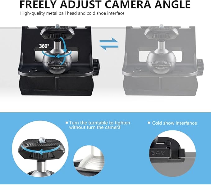 RAUBAY 【CM01】 Monitor Top Camera Mount Clamp, Hanging Webcam Stand with 1/4" Screw, Suitable for Flat-Screen Monitors, for Live Stream, Video Conferencing, YouTube, TikTok, etc.