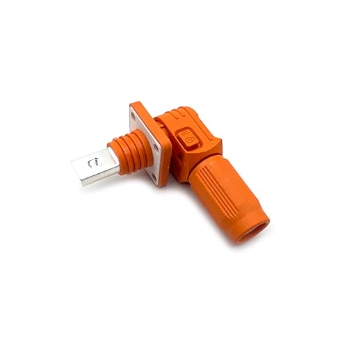 400A Battery Energy Storage Connector, 150mm² High Current Connectors IP67 Waterproof Copper Brand Thread Wiring Power Adapter Quick Plug Terminal Right Angle Plug and Socket (1500V Black+Orange)