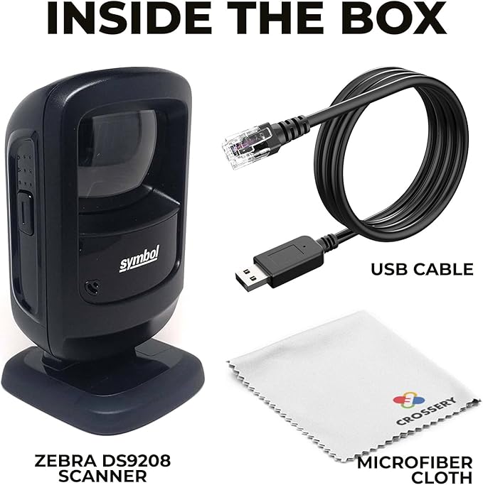 Zebra DS9208 Hands-Free Barcode Scanner Bundle - Symbol Motorola 2D Scanner - High-Speed Zebra DS9208 Barcode Scanner for Retail & POS Systems - Durable & Efficient (Renewed)