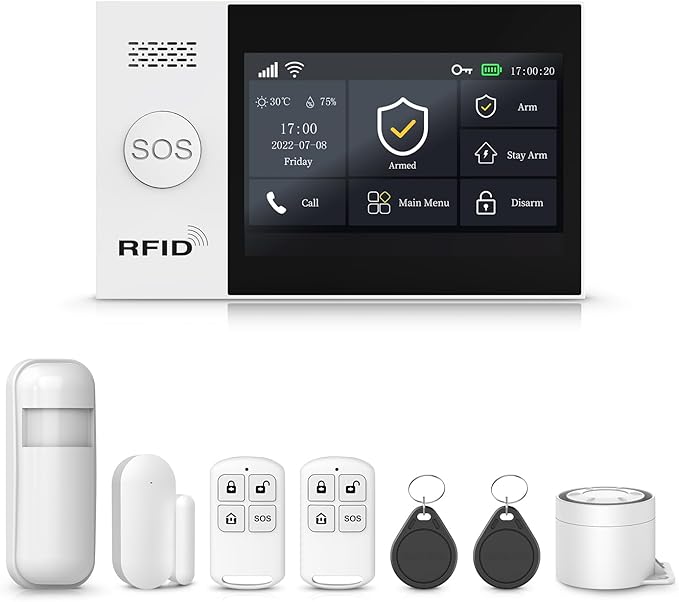 PGST Wireless Door Alarm Systems,DIY Motion Detector,Door Sensors,4G SMS/Tuya App Instant Alerts,Remote,Work with Google&Alexa for Villa,Apartment,Warehouse,Kids Safety,Pets,No Monthly Fee