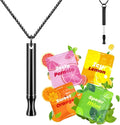 Replace Bad Habit Flavored Air Necklace with 12pcs Refillable Cores in 4 Flavors, Habit Support Refreshing Necklace for Stress Relief Sensory Fidget for Adults (Black)