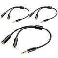 Quelong 3Pcs Headphone Splitter, Dual Headphone Nylon Braided Extension Cable, Hi-Fi Audios Stereo Y Splitter 3.5mm 2 Female 1 Male, Suitable for Phones, PS4, Amplifiers, Smartphones, Tablets,etc.