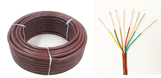 EASTWIRE 18/8 50ft Thermostat Wire, Solid Copper Wire, 18 Gauge Conductor, ETL Listed CL2 Power Limited Circuit Cable for Indoor/Outdoor Low Voltage Applications Use,Brown (18/8, 50ft)