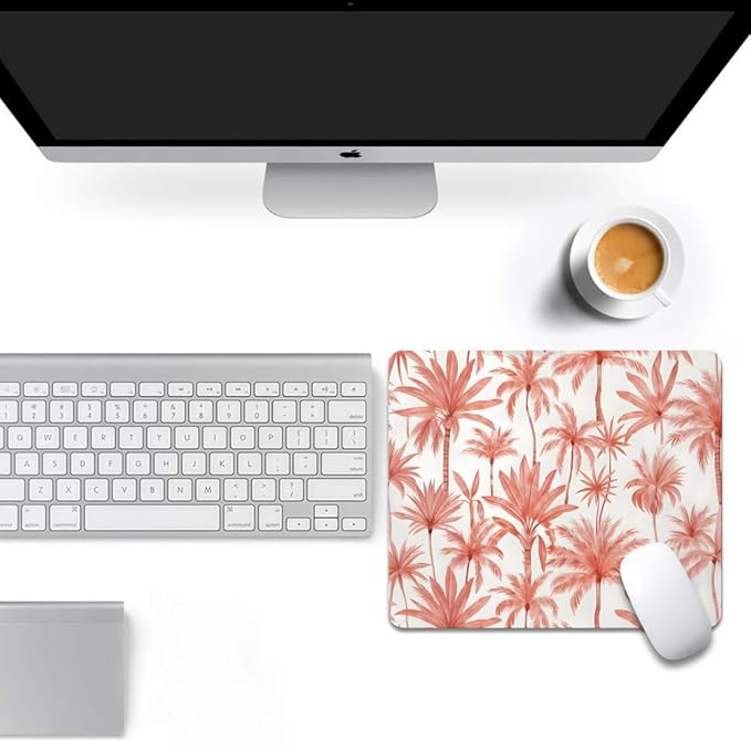 Perfect Paradise Tropical Palm Tree Floral Square Mouse pad, Texture, Waterproof, Anti Slip Rubber Base, Computer Mouse pad