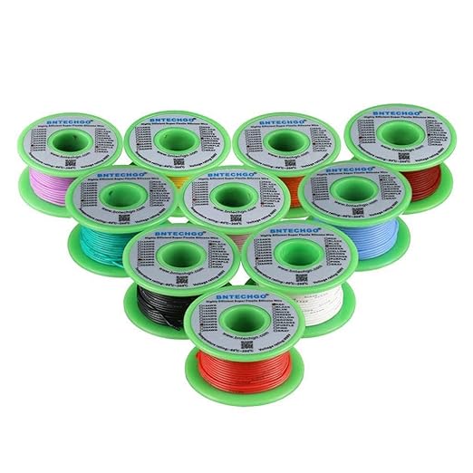 BNTECHGO 26 Gauge Silicone Wire Kit 10 Color Each 30 ft Flexible 26 AWG Stranded Tinned Copper Wire