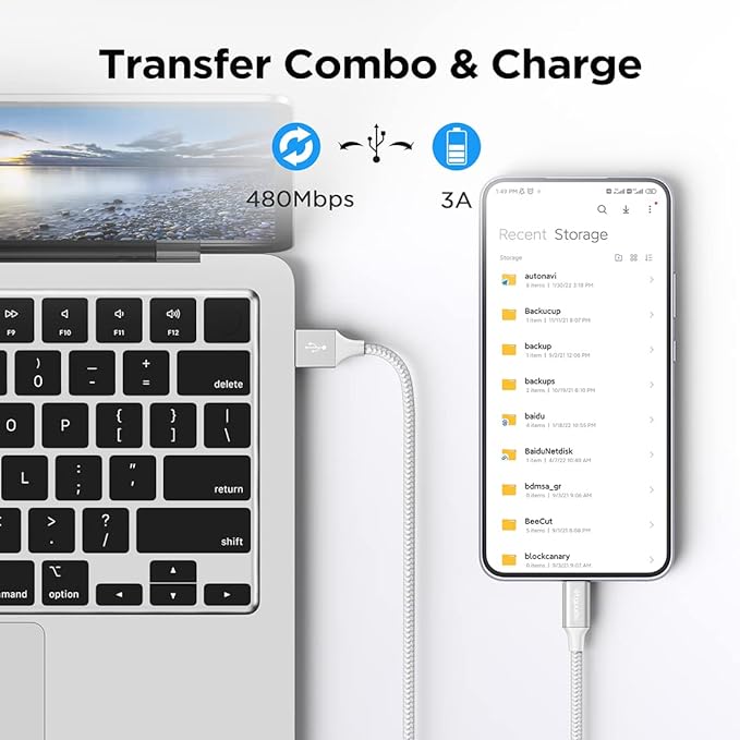 etguuds USB A to USB C Cable 4ft, 2-Pack, 3A Fast Charging Type C Charger Cord for iPhone 17 16 15 Pro Max 16e 17 Air, Samsung Galaxy S25 S24 S23 S22 S21 S20 A17 A16 A56 A55 Flip Fold, White