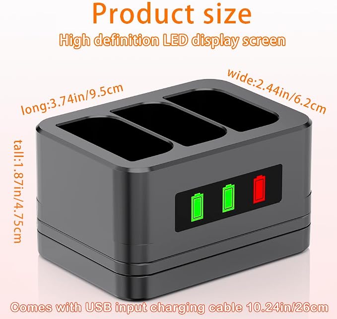 2 Pack 3-Slot Battery Charger/Charging Dock/Charging Station, Suitable - Image 3