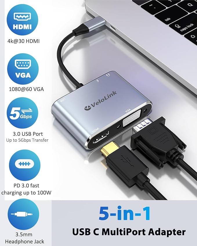 velolink USB C Hub MultiPort Adapter