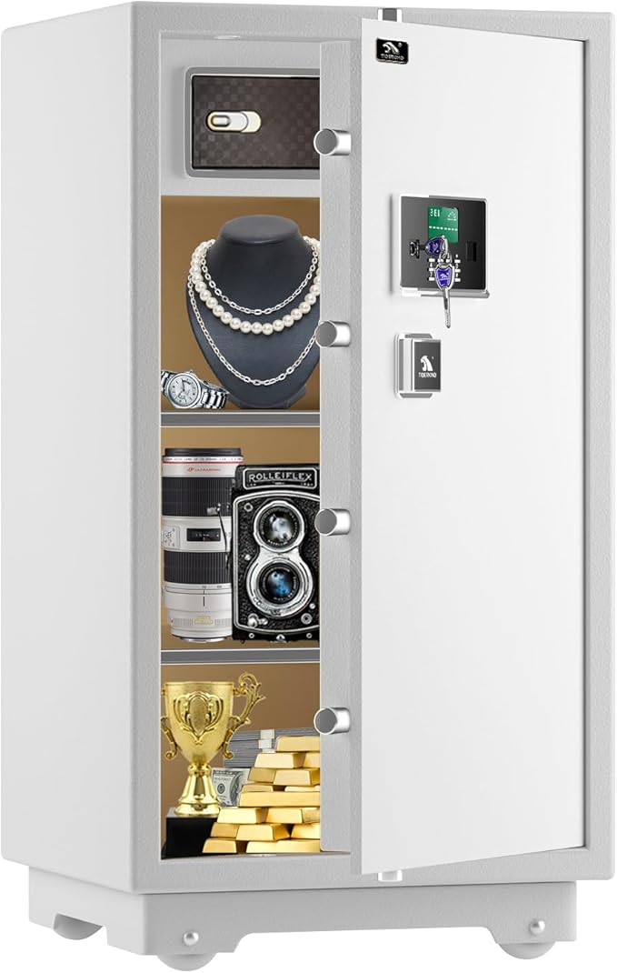 【US STOCK】TIGERKING 7.2 Cubic Feet Extra Large Heavy Duty Safe Box, Home Safe with Double Safety Key Lock and Separate Lock Box, Digital safe with 2 Removable Shelf for Home Hotel Office,132lbs