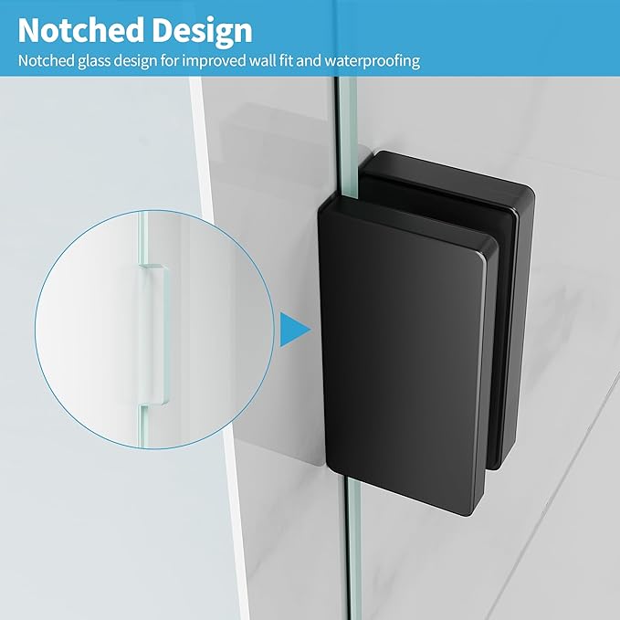 Shower Glass Panel, 32" W x 78.75" Fixed Shower Screen Panel with 3/8"(10mm) SGCC Clear Tempered Glass, Frameless Walk in Shower Door for Bathroom (Matte Black, 32" W x 78.75" H)