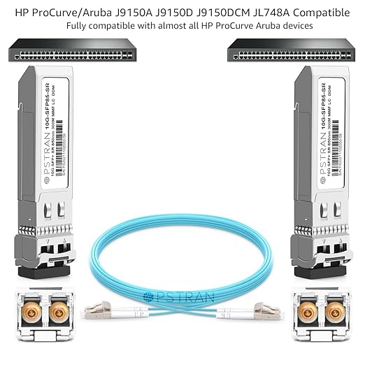 OPSTRAN 10GBASE-SR SFP+ Optical Transceiver Module Compatible with HPE Aruba J9150D J9150DCM JL748A ProCurve J9150A 850nm 300m DDM Duplex LC MMF