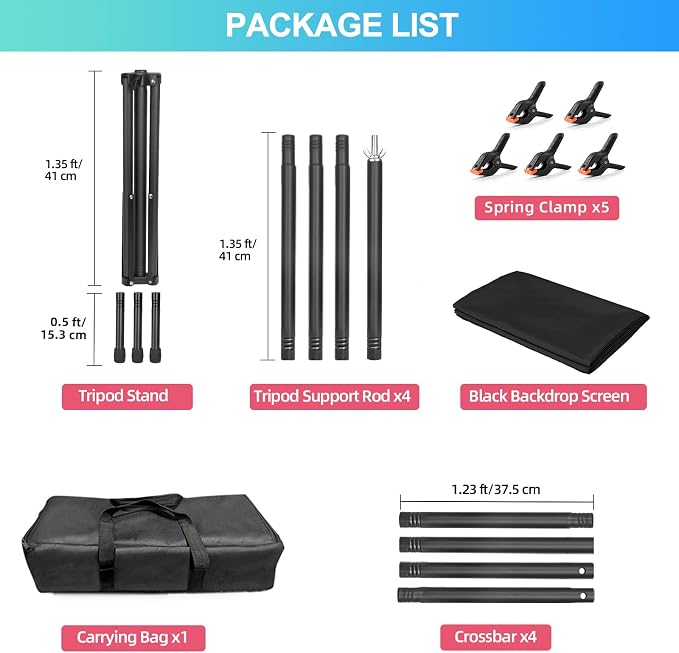 Black Backdrop Background with Stand - Image 9