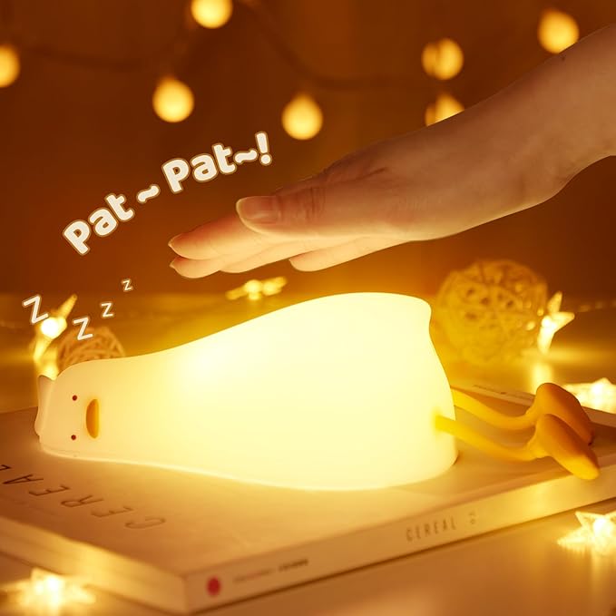 MAGOHMT 3 Level Dimmable Duck Night Light for Kids, Axolotl Night Light, Rechargeable LED Squishy Novelty Animal Lamp for Kids Sleep, Nursery Room Decor