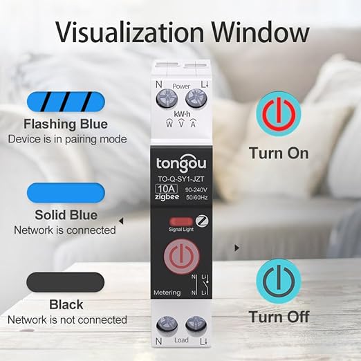 TONGOU ZigBee DIY Smart Switch 10A| DIN Rail Switch| 1P+N 90-240VAC| Real-time - Image 7