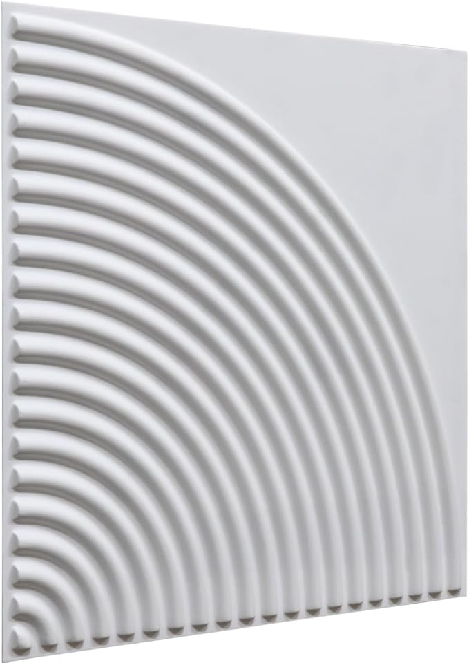 From Plain To Beautiful In Hours 9002 Arc Swell PVC 12 in x 12 in Peel and Stick Wall Panels (Covers / 10 sq.ft), White Matte, 10 Piece