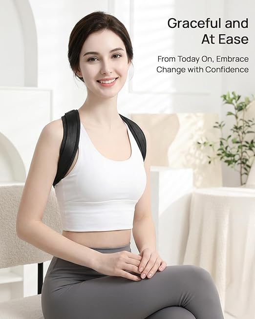 Anatomical Y-Shape Upper Back Brace Posture Corrector For Women,Superior Fabric Back Straightener Posture Corrector Brace，Invisible Confidence & Maximum Breathability,Office Essential