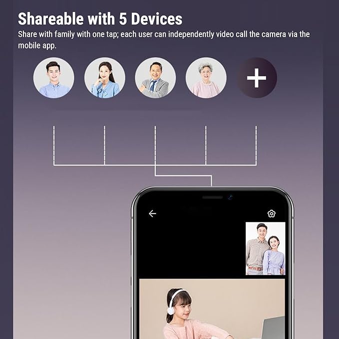 PUSOKEI 2K Security Camera Indoor, 360 PTZ Surveillance Camera with 2.8" IPS HD Screen & App, Al Human Detection, 2 Way Video Call, One Key Call, APP & Alert Push