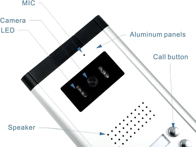 2 Units Apartment Video Intercom System, 7 Inch Monitor Wired Video Doorbell - Image 7