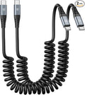 USB C to USB C Cable 6ft, 2Pack Coiled USB C Charger Cable Car, Type C Fast Charging for Cable for iPhone 17/16/15/Plus/Pro/Pro Max/MacBook Pro 2020/iPad Pro 2020/iPad Air 4/Samsung Galaxy S23