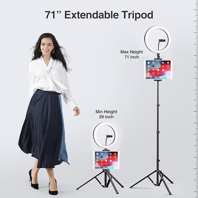 Elitehood 12’’ Ring Light with Tripod Stand & iPad/Phone Holder, Dimmable - Image 3