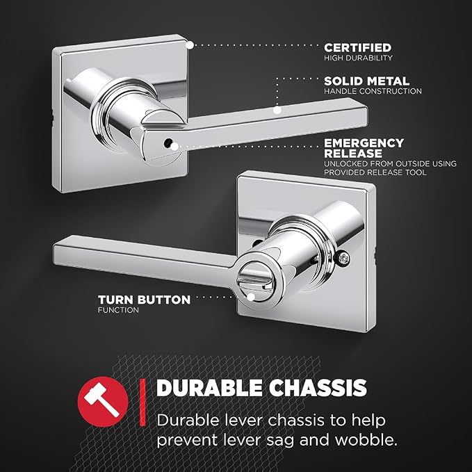 Kwikset Casey Hallway Passage and Bed/Bath Privacy Door Handle 6 Pack, 3 - Image 7