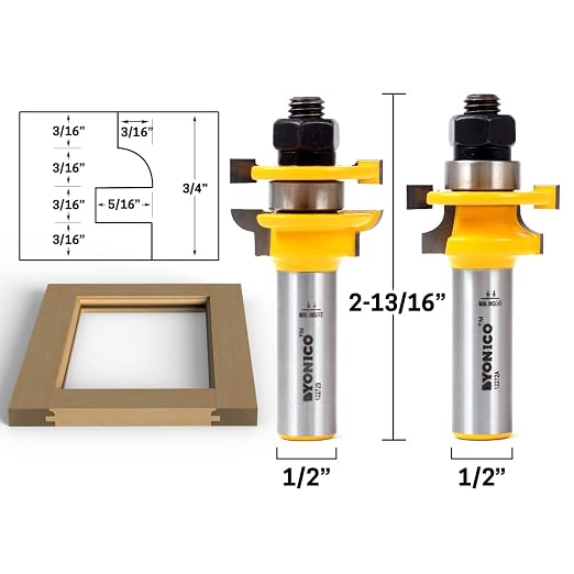YONICO Router Bits Set Rail and Stile 2 Bit Junior Roundover 1/2-Inch Shank - Image 2