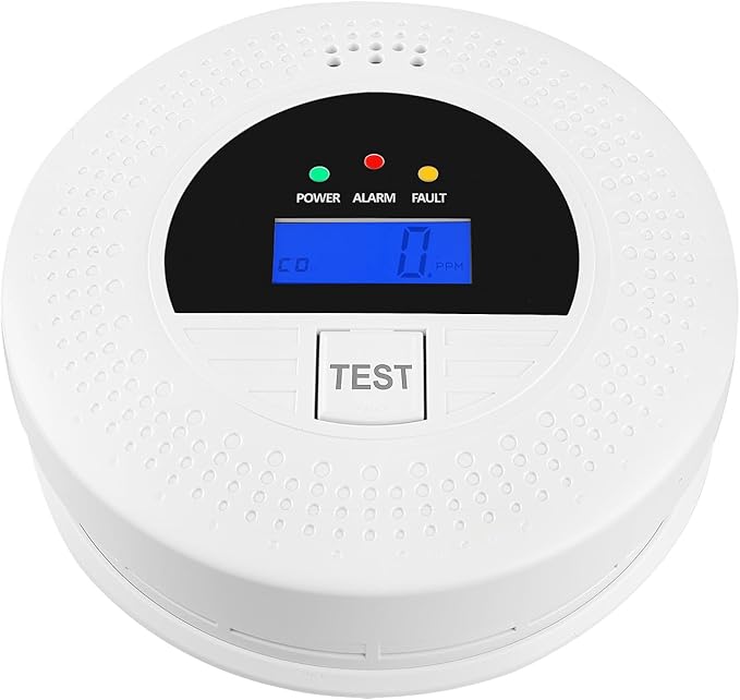 Smoke Alarm and CO Detector with LCD, Smoke Carbon Monoxide Detector with Loud 85dB, Battery Operated, Easy Setup