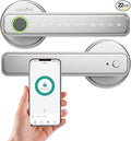 GEKRONE Fingerprint Smart Lever Lock TUYA APP Control Keyless Entry Bluetooth Touchscreen Indoor Handle Biometric Electronic Digital Door Knob with Keypad Suitable for Hotel Office Apartment Bedroom