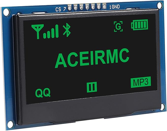 ACEIRMC 2.42 inch 128x64 OLED LCD Display Module SSD1309 7 Pin SPI/IIC I2C Serial Interface for Arduino UNO R3 (Green)