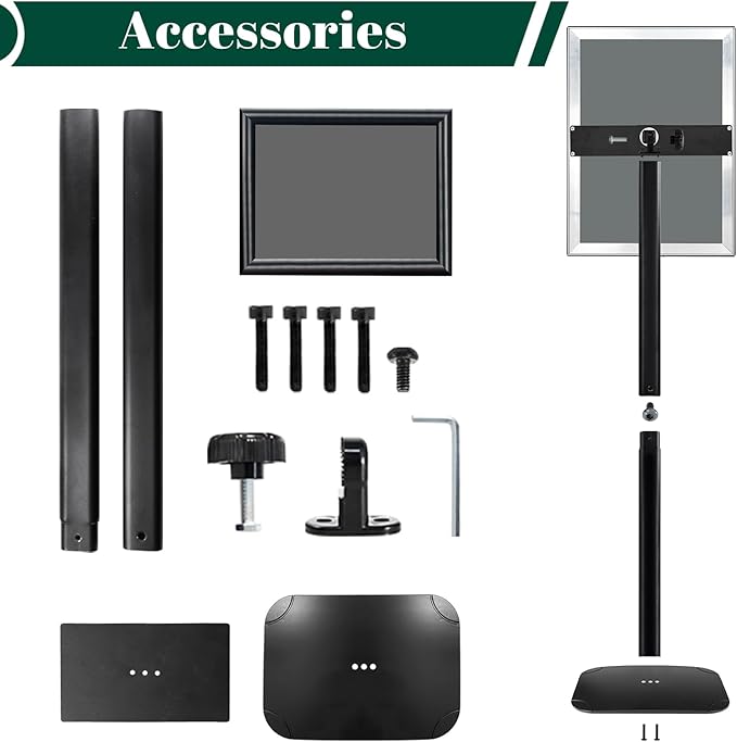 Mutualsign 3Pcs Heavy Duty Pedestal Sign Holder for Display, 11 x 17 inches Adjustable Floor Standing Sign Holder with Weighted Base , Sign Stand for Indoor/Outdoor Advertising，Black
