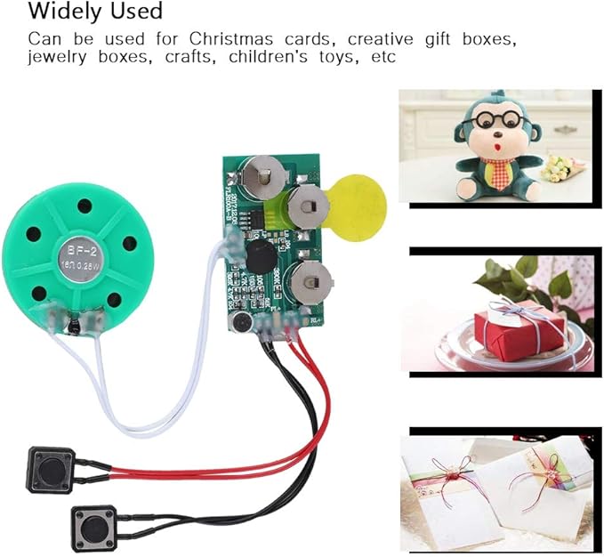 fosa 4 Minutes DIY Greeting Card Chip Music Sound Voice Recording Module Device Chip Recordable Sound Chip for Christmas Cards, Holiday Creative Gift Boxes, Jewelry Boxes, Crafts, Children's Toys