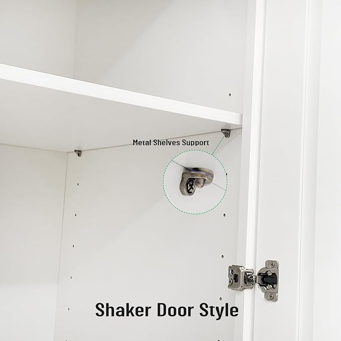 Wall Kitchen Cabinets, RTA Cabinets, White Shaker Cabinet, Wall Mounted, RTA Upper Cabinet, Modern for Kitchen and Bathroom with Door (White, 09" W x 36" H x 12" D)
