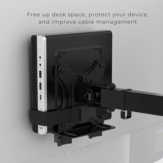 HumanCentric Thin Client Mount Bracket, Mount a Mini PC or Computer to a VESA Monitor Arm or Stand, Pole, or Under Desk or Surface, Devices with 0.65-2.55" in Depth for 75x75 and 100x100mm Patterns