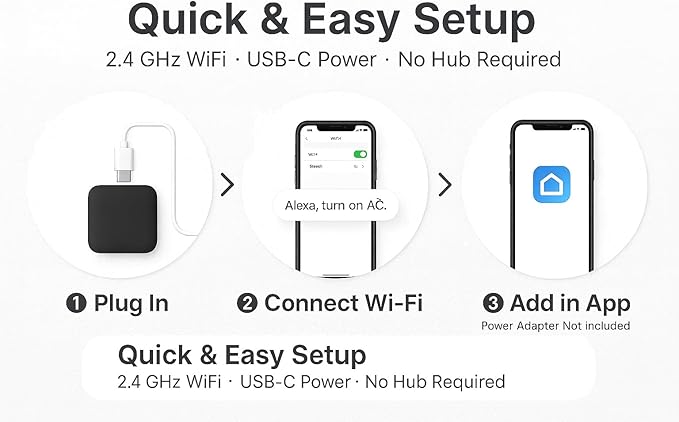 Toyanc Universal Remote Hub: WiFi IR Blaster with Built-in Temp & Humidity Monitor - Smart Home Automation for Air Conditioner, TV, & Audio - Compatible with Smart Life, Tuya, Alexa & Google