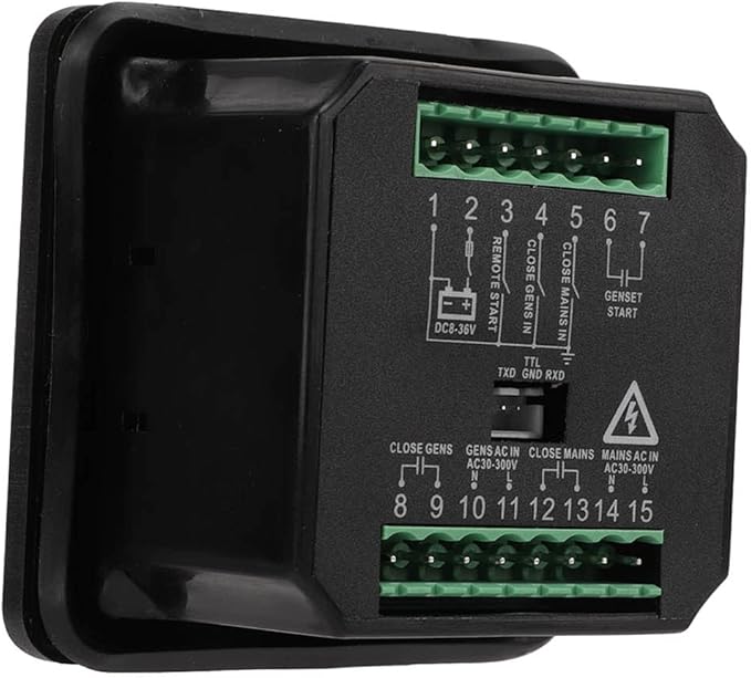 Fafeicy IP54 ATS220 AC30‑300V Mains Genset Power Controller Automatic Switch Module with LED Display, Voltage Frequency Simulation Control