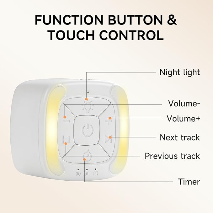 Vitelum White Noise Sleep Sound Machine for Relaxation, Meditation, Soothing Natural Sound for Sleep with Night Light